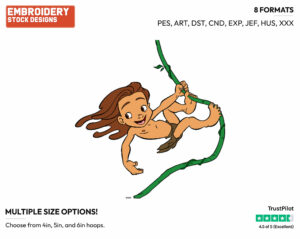 Young Tarzan - Disney's Tarzan - Embroidery Design in 3 sizes & 8 formats
