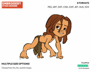 Young Tarzan - Disney's Tarzan - Embroidery Design in 3 sizes & 8 formats