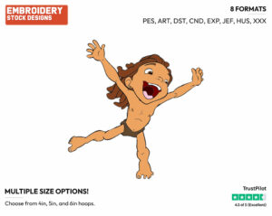 Young Tarzan - Disney's Tarzan - Embroidery Design in 3 sizes & 8 formats
