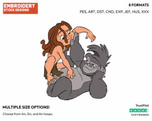 Young Tarzan, Terk - Disney's Tarzan - Embroidery Design in 3 sizes & 8 formats