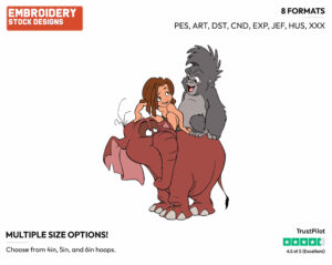 Young Tarzan, Terk, Tantor - Disney's Tarzan - Embroidery Design in 3 sizes & 8 formats
