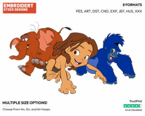 Young Tarzan, Terk, Tantor - Disney's Tarzan - Embroidery Design in 3 sizes & 8 formats