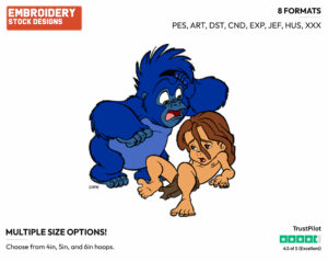 Young Tarzan, Terk - Disney's Tarzan - Embroidery Design in 3 sizes & 8 formats