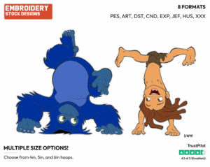 Young Tarzan, Terk - Disney's Tarzan - Embroidery Design in 3 sizes & 8 formats