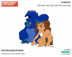 Young Tarzan, Terk - Disney's Tarzan - Embroidery Design in 3 sizes & 8 formats