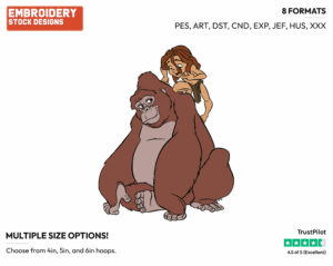 Young Tarzan, Kala - Disney's Tarzan - Embroidery Design in 3 sizes & 8 formats
