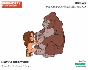 Young Tarzan, Kala - Disney's Tarzan - Embroidery Design in 3 sizes & 8 formats