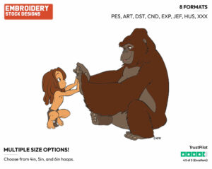 Young Tarzan, Kala - Disney's Tarzan - Embroidery Design in 3 sizes & 8 formats