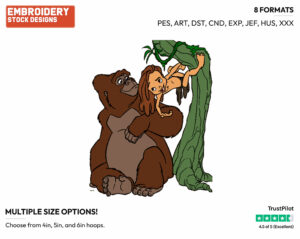 Young Tarzan, Kala - Disney's Tarzan - Embroidery Design in 3 sizes & 8 formats