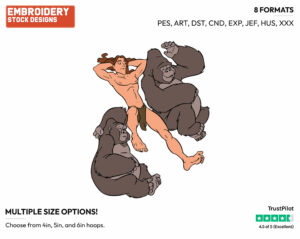 Tarzan Sleeping - Disney's Tarzan - Embroidery Design in 3 sizes & 8 formats