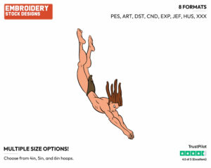 Tarzan Diving - Disney's Tarzan - Embroidery Design in 3 sizes & 8 formats