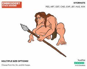 Tarzan Holding Spear - Disney's Tarzan - Embroidery Design in 3 sizes & 8 formats