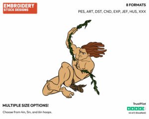 Tarzan Swinging From Vine - Disney's Tarzan - Embroidery Design in 3 sizes & 8 formats