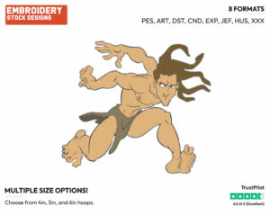 Tarzan Running - Disney's Tarzan - Embroidery Design in 3 sizes & 8 formats