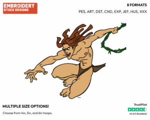 Tarzan Swinging From Vine - Disney's Tarzan - Embroidery Design in 3 sizes & 8 formats