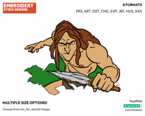 Tarzan Holding A Knife - Disney's Tarzan - Embroidery Design in 3 sizes & 8 formats
