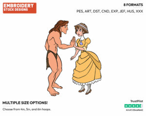 Tarzan, Jane Touching Hands - Disney's Tarzan - Embroidery Design in 3 sizes & 8 formats