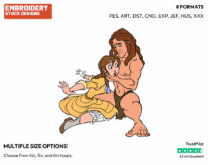 Tarzan, Jane - Disney's Tarzan - Embroidery Design in 3 sizes & 8 formats
