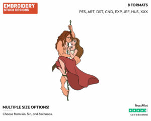 Tarzan, Jane - Disney's Tarzan - Embroidery Design in 3 sizes & 8 formats