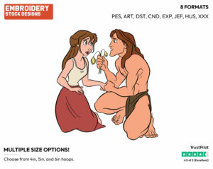 Tarzan, Jane - Disney's Tarzan - Embroidery Design in 3 sizes & 8 formats