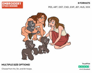 Tarzan, Jane, Baby Apes - Disney's Tarzan - Embroidery Design in 3 sizes & 8 formats