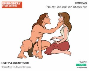Tarzan Touching Jane's Face - Disney's Tarzan - Embroidery Design in 3 sizes & 8 formats