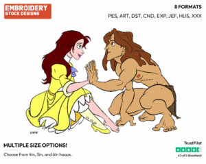 Tarzan, Jane Touching Hands - Disney's Tarzan - Embroidery Design in 3 sizes & 8 formats
