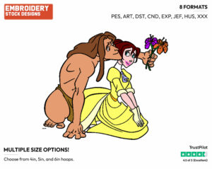 Tarzan Giving Jane Flowers - Disney's Tarzan - Embroidery Design in 3 sizes & 8 formats