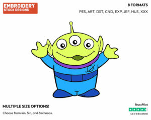 Little Green Man - Disney's Toy Story - Embroidery Design in 3 sizes & 8 formats