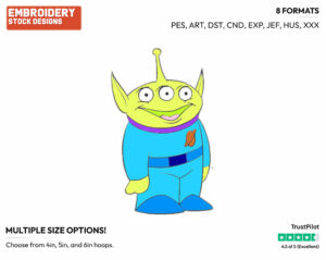 Alien - Disney's Toy Story - Embroidery Design in 3 sizes & 8 formats