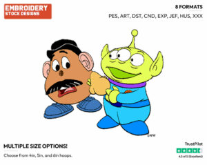 Alien Holding Mr. Potato Head's Nose - Disney's Toy Story - Embroidery Design in 3 sizes & 8 formats