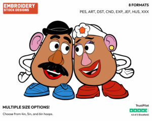 Mr. And Mrs. Potato Head - Disney's Toy Story - Embroidery Design in 3 sizes & 8 formats