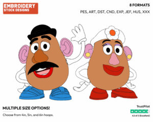 Mr. And Mrs. Potato Head - Disney's Toy Story - Embroidery Design in 3 sizes & 8 formats