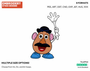 Mr. Potato Head Waving - Disney's Toy Story - Embroidery Design in 3 sizes & 8 formats