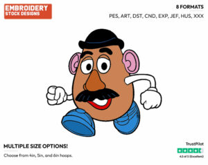 Mr. Potato Head Running - Disney's Toy Story - Embroidery Design in 3 sizes & 8 formats