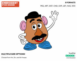 Mr. Potato Head Waving - Disney's Toy Story - Embroidery Design in 3 sizes & 8 formats