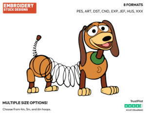 Slinky Dog - Disney's Toy Story - Embroidery Design in 3 sizes & 8 formats