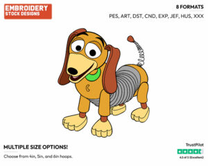 Slinky Dog - Disney's Toy Story - Embroidery Design in 3 sizes & 8 formats