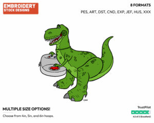 Rex Playing Videogame - Disney's Toy Story - Embroidery Design in 3 sizes & 8 formats