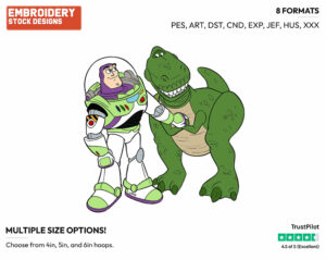 Rex, Buzz - Disney's Toy Story - Embroidery Design in 3 sizes & 8 formats