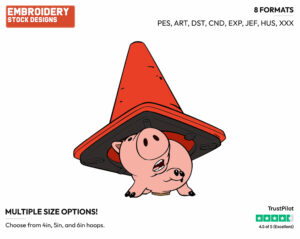 Hamm Under Traffic Cone - Disney's Toy Story - Embroidery Design in 3 sizes & 8 formats
