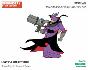 Emperor Zurg Holding His Gun - Disney's Toy Story - Embroidery Design in 3 sizes & 8 formats
