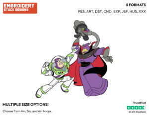 Zurg, Buzz Fighting - Disney's Toy Story - Embroidery Design in 3 sizes & 8 formats