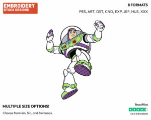 Buzz Lightyear In Action - Disney's Toy Story - Embroidery Design in 3 sizes & 8 formats