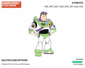 Buzz Lightyear Standing With His Hands On His Hips - Disney's Toy Story - Embroidery Design in 3 sizes & 8 formats