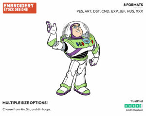 Buzz Lightyear - Disney's Toy Story - Embroidery Design in 3 sizes & 8 formats