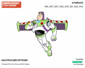 Buzz Flying - Disney's Toy Story - Embroidery Design in 3 sizes & 8 formats