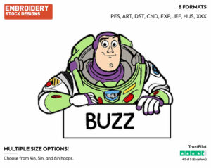 Buzz - Disney's Toy Story - Embroidery Design in 3 sizes & 8 formats