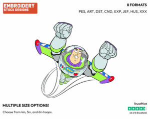 Buzz Flying - Disney's Toy Story - Embroidery Design in 3 sizes & 8 formats