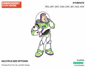 Buzz Thinking - Disney's Toy Story - Embroidery Design in 3 sizes & 8 formats